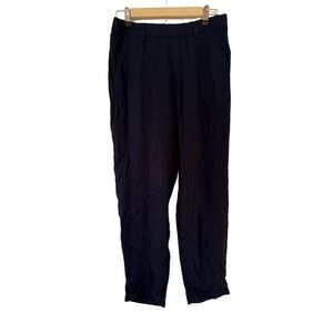 Pistola Navy Satin/Silky Trousers Pleated Flat Front Front Pockets size S